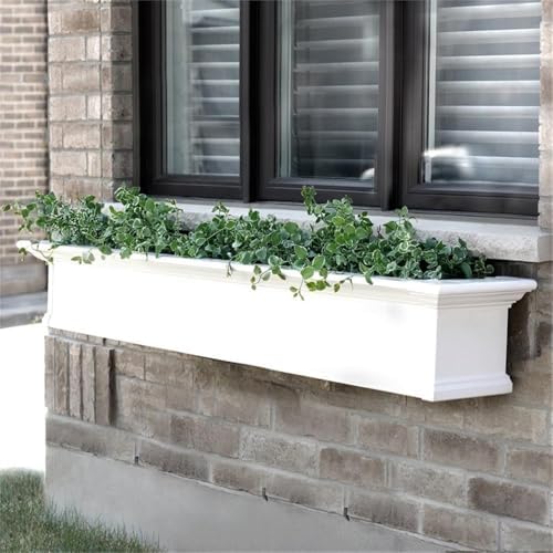 Pemberly Row 6ft Weatherproof Vinyl Window Box, White Finish, Double Wall Design, Built-in Water Reservoir, Customizable Planter for Outdoor Spaces - Image 3