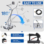 20" Pressure Washer Surface Cleaner with 4 Wheels, Surface Cleaner for Pressure Washer, Stainless Steel Dual Handle Power Washer Surface Cleaner for Concrete, Driveway, Patio, Sidewalk - Image 3