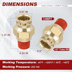 DOT Approved Male Straight Brass Union 1/2" Tube x 1/4" NPT, 10PCS - Image 5