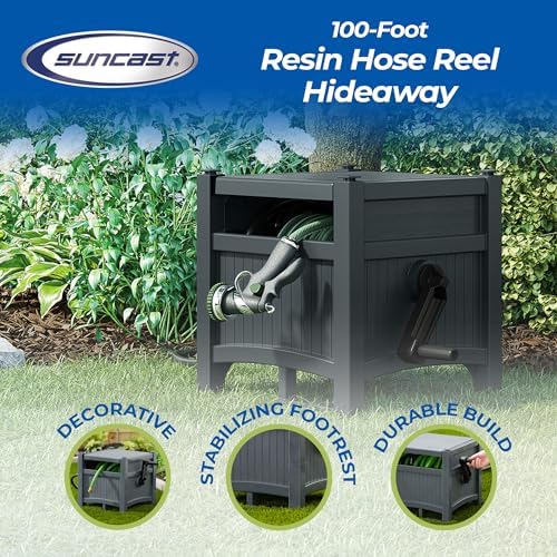 Suncast 100 ft Garden Hose Reel Hideaway, Cyberspace Grey - Image 3