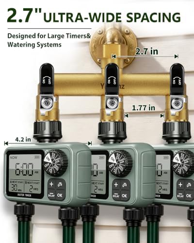 3-Way Garden Hose Splitter, Heavy-Duty Brass, 3/4" GHT, （Black） - Image 3