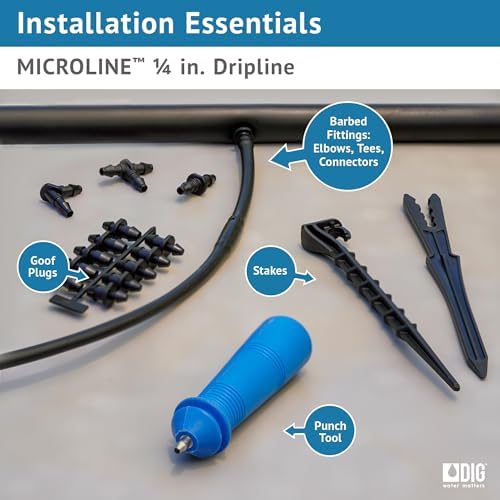 DIG ML-106, 100', ¼” MICROLINE Dripline - 6” Spacing, Color Black – UV Protected Drip Line - Image 5