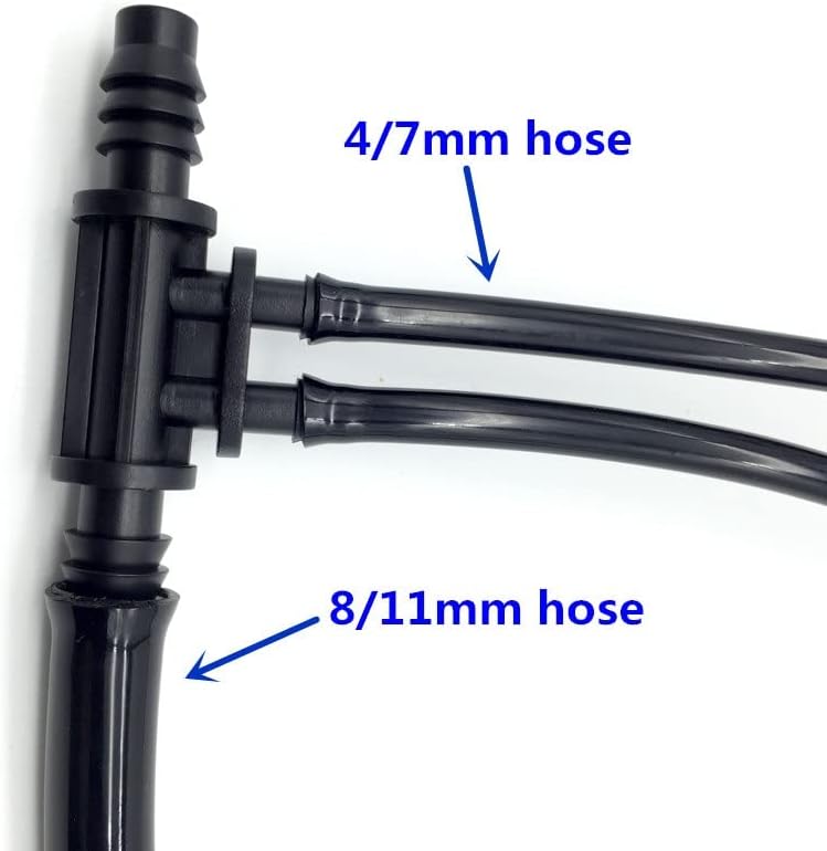 8 mm /1/4 "Micro Drip Irrigation Hose Barb Tee 8/11 (3/8 Inch) and 4/7 (1/4-inch) Pipe Four Ways Used to Garden - Image 2