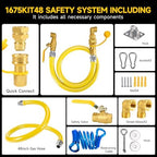 3/4" × 48 inch Commercial Gas Hose, 1675KIT48 Safety System Kit, Mobile Gas Line Hose Connector Kit for Commercial Kitchen, with 3/4" Quick Disconnect - Image 2