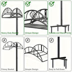 Generic Sturdy Hose Hanger Hose Reel Rack Stand Garden Hose Holder Water Hose Reel Water Hose Holders For Outside Heavy Duty Freestanding Garden Hose With 4 Spikes For Lawn Garden Yard-Black - Image 2