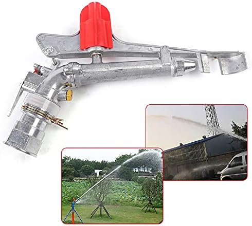1.5" Irrigation Spray Gun with 2 Nozzles 360° Rotating Large Area Agricultural Sprinkler Adjustable Impact Watering Spray Tool for Garden Farm Lawn Irrigation (for 1.5" Pump,Regular Model) - Image 5
