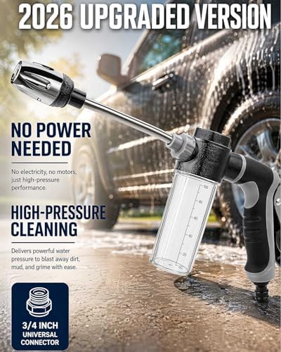 Heavy Duty Garden Hose Nozzle, 2026 Upgraded High Pressure Water Cleaning Jet, Multi-Function Sprayer for Lawn, Yard, Car, Pet, Driveway – Universal Fit 3/4 Inch Thread, No Electricity Needed - Image 2