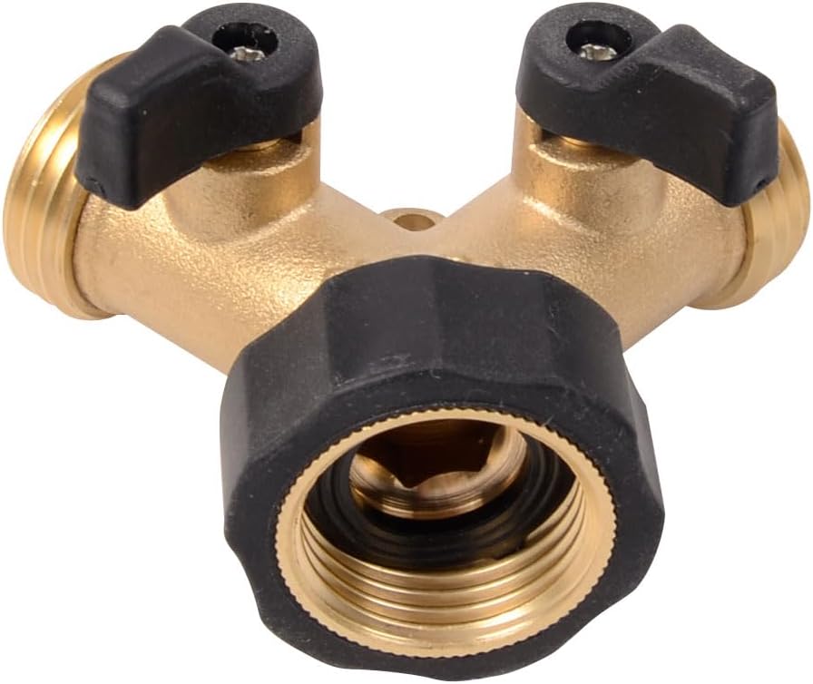 278 2-Way Y Shaped Brass Garden Hose Splitter - Fits Standard 3/4" Hose Thread - Image 2