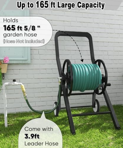 Artigarden Garden Hose Reel Cart with Wheels, Outdoor Water Hose Cart Black - Image 3