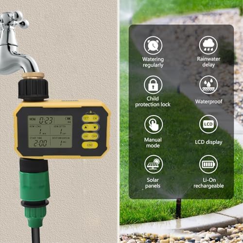 Sprinkler Timer with Brass Inlet, Smart Solar WiFi Water Timer for Garden Hose, No Need Hub, Rain Delay Auto Manual Override, APP Remote Control, Ideal for Garden - Image 5
