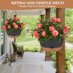 3 Pack Hanging Planters Set, 10inch Self-Watering Hanging Plant Pot, Macrame Plant Hanger with Pot, Chains, S & Ceiling Hooks, Removable Saucer and Drainage Holes for Indoor, Outdoor Plants - Black - Image 4