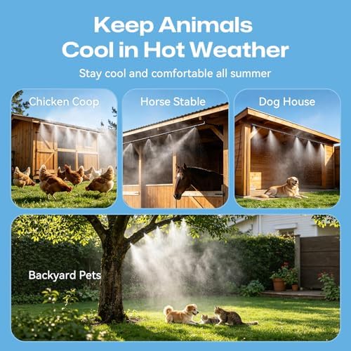 Misters for Outside Patio 75FT/23M, Pre-Assembled Misting Cooling System with 23 Brass Nozzles & 3/4" Adapter, Outdoor Mister for Backyard, Garden, Greenhouse, Chicken Coop, Dog House - Image 7