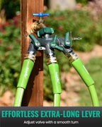 RAINPOINT 3 Way Hose Splitter, 100% Metal Heavy Duty Garden Hose Splitter With 1.9" Extra Long Handle & Individual Shut Off, 3/4 Inch GHT Thread Water Hose Connector For Spigot Faucet (Dark Green) - Image 5