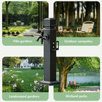 Freestanding Garden Water Column with Outdoor Hose Stand Stainless Steel Vertical Garden Water Column Double Outlet Faucet Suitable for Irrigation and Car Washing 60cm with Spray Gun - Image 2