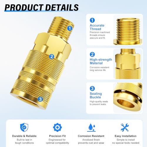 TAILONZ 1/4"MNPT M Style Quick Connect Industrial Air Coupler - Image 4