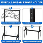 Garden Hose Holder, Freestanding Hose Reel Stand 4 Spikes, Heavy Duty Water Hose Hanger Rack Holds 160 FT, Rust-Resistant Metal Organizer Holds for Yard Lawn Garden Outside - Image 6