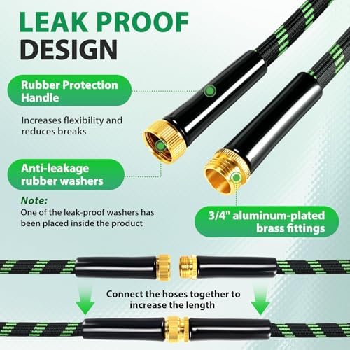 Garden Hose 75 ft Water Hose Flexible Non-Expandable Outdoor Heavy Duty Lightweight Leakproof Kink-free flex Watering Hose Pipe for 3/4 inch Fitting Yard Lawn Outside Car Wash - Image 3