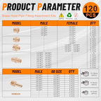 146Pcs Brass Hose Pipe Fitting & Hose Barb Fitting Kit - Image 2