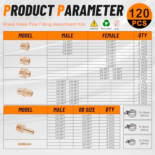 146Pcs Brass Hose Pipe Fitting & Hose Barb Fitting Kit - Image 2