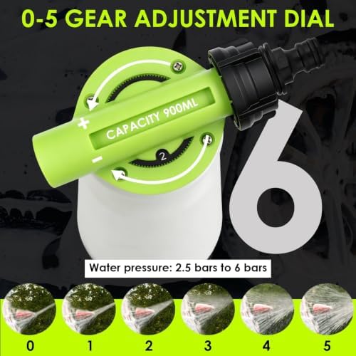 Car Wash Foam Gun with Microfiber Wash Mitt, Adjustable Foam Sprayer for Garden Hose, 6-Level Soap Mixing Car Wash Kit for Cars Trucks SUVs RVs Motorcycles Boats, Green - Image 7