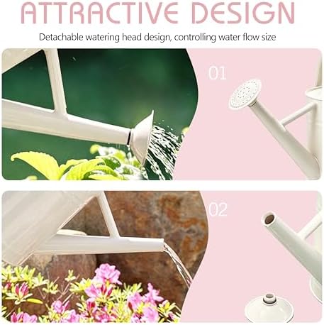 Metal Watering Can for Outdoor Plants, Watering Can 1 Gallon,Cream White - Image 5