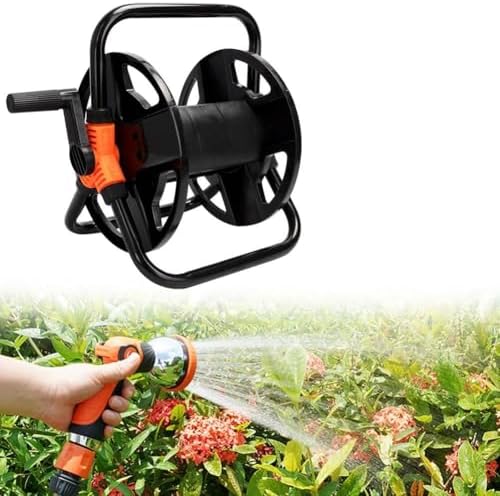 Garden Hose with 20m Storage Cart and Wall Mount Plastic and Metal Construction Space-Saving Design for Small Gardens and Patios Easy Wind-Up Handle - Image 7
