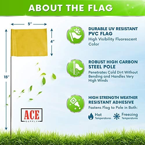 Yellow Marking Flags 1000 Pack - 4x5x15 Inch Yellow Flags for Yard - Markers For Lawn, Irrigation, Landscaping, Survey & Sprinkler Head Marking - Image 2