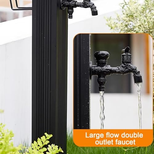 Free Standing Hose Holder, Yard Fountain, Solar LED Light Pole, Dual-Speed Dual Light Mode, Suitable for Garden Irrigation(114x10cm/45x4in) - Image 5