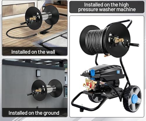100FT Power Washer Hose Reel 3/8" NPT Outlet Pipe Heavy Duty Steel High Pressure Washer Reel 4000 PSI with Hand Crank Swivel Arm - Image 3