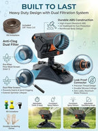 2026 Upgraded 16-Nozzle Oscillating Sprinkler with Dual-Zone Sprinkler Water Timer Heavy Duty Yard Irrigation Adjustable Rotating Lawn Coverage Tool for Outdoor Plants Automatic(1PC Green) - Image 5