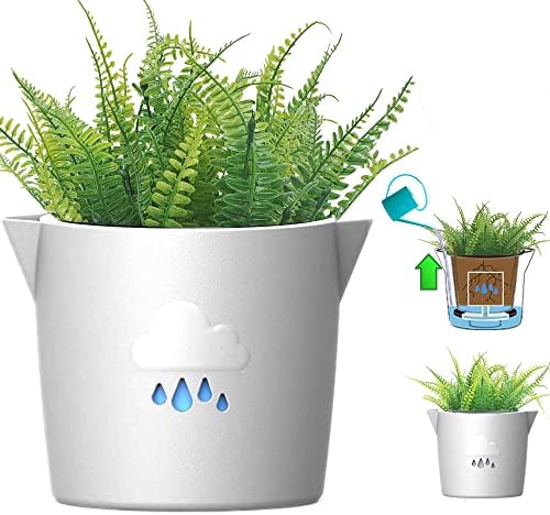 King's Gardening Clever Pot - Self Watering Pot for Indoor Outdoor Use, Animated Cloud Water Level Indicator, UV Resistant Planter, Ideal for Flowers, African Violets, and More 8" (Pearl Cloud) by Unknown
