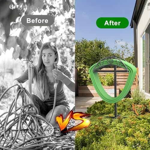 Generic Sturdy Hose Hanger Hose Reel Rack Stand Garden Hose Holder Water Hose Reel Water Hose Holders For Outside Heavy Duty Freestanding Garden Hose With 4 Spikes For Lawn Garden Yard-Black - Image 4