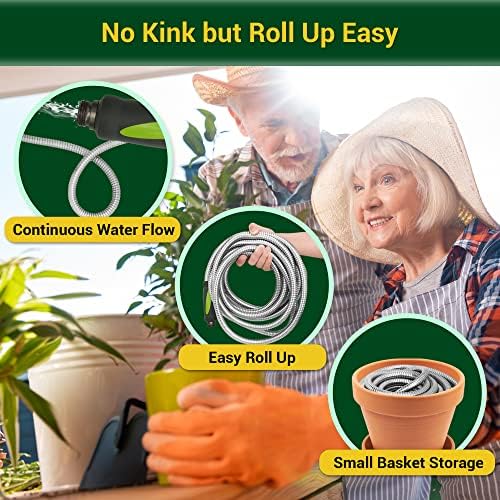 Garden Hose - Water Hose 100 FT with Swivel Handle, Flexible, Heavy Duty, No Kink, Lightweight Metal Hose for Outdoor, Yard, 304 Stainless Steel - Image 4