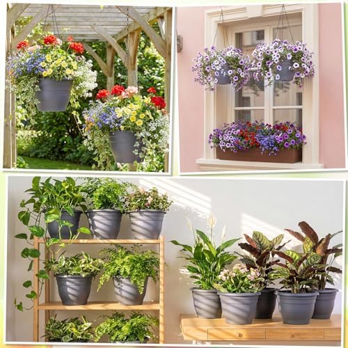 20 Pack Hanging Planter Basket 10 Inch with Drainage Tray - Image 6