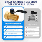 Brass Garden Hose Shut Off Valve with Full-Flow Design – Heavy Duty 3/4" GHT Nozzle Connector, 304 Stainless Steel Handle – 2 PC (Full Flow, Corrosion-Resistant) - Image 3