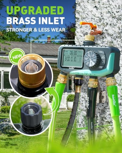 RAINPOINT Sprinkler Timer, 4 Outlets Hose Timer with Brass Inlet with Rain Delay/Manual/Automatic Controller System, Programmable Digital for Lawn Yard (Baby Blue, 4 outlets) - Image 3