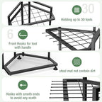 Garden Tool Organizer for Corner,Metal Yard Tool Organizer for Long-Handled Tools/Rakes/Brooms,Side Garden Pocket,Heavy Duty Steel Yard Tool Storage Rack for Garage,Shed, Outdoor - Image 3