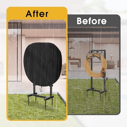 Water Hose Holder Cover for Outside, Onlyme Garden Hose Holder Cover for Outside Freestanding, Garden Hose Stand Cover, Black (Cover Only) - Image 5