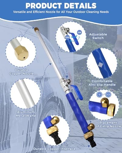 Jet Nozzle Power Washer for Garden Hose, Upgraded 2-In-1 High Pressure Wand - Image 2