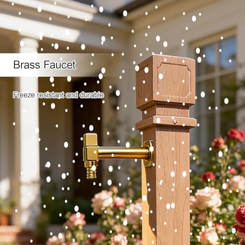 Woodgrain Water Dispenser, 304 Stainless Steel Garden Hose Stand with Faucet, Vertical Water Column for Outdoor Use, Durable and Stylish (31.5in/80cm) - Image 5