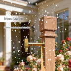 Woodgrain Water Dispenser, 304 Stainless Steel Garden Hose Stand with Faucet, Vertical Water Column for Outdoor Use, Durable and Stylish (31.5in/80cm) - Image 5