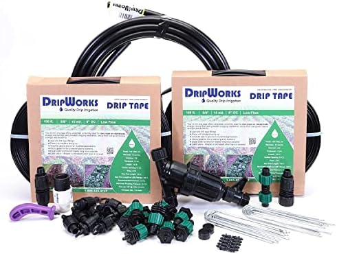 Dripworks Drip Tape Irrigation Kit for Watering Row Crops in Farms - Waters Upto 10 20' Rows | Agricultural Grade Components | Trusted Brand Since 1991 by DripWorks