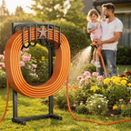 Garden Hose Holder, Heavy Duty Freestanding Metal Stand, 165FT Garden Hose Storage with 4-Spike Stable Base, Rustproof Water Hose Holder for Outdoor Yard Lawn Garden Black - Image 5