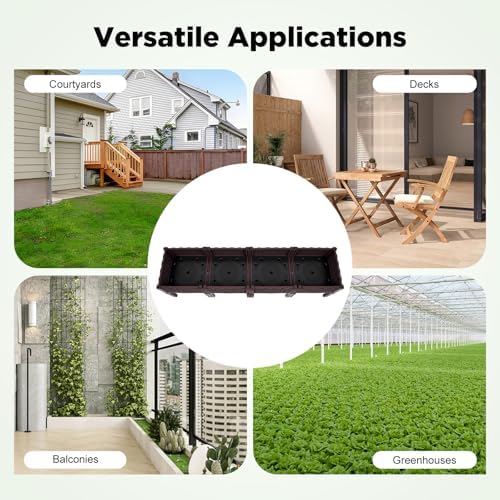 4-Piece Modular Raised Garden Bed Set, 15" Elevated Planter Box with Legs & Self-Watering Drainage, Weatherproof Plastic Vegetable Grow Kit for Patio Balcony and Deck - Image 6