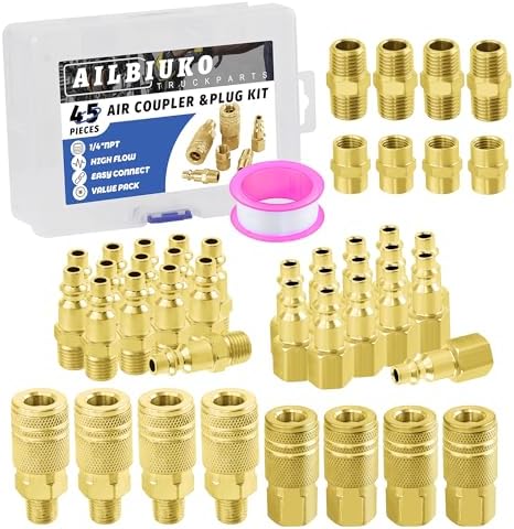45Pcs 1/4" Air Hose Fittings Coupler & Plug Air Compressor Kit by Ailbiuko