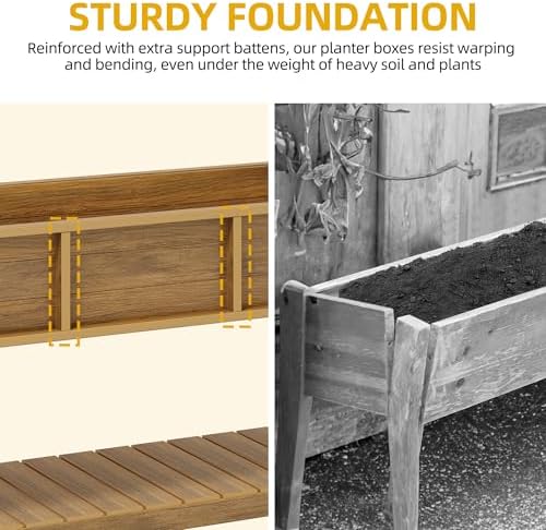 DWVO 48x18x30in Raised Garden Bed HDPE, Poly Wood Planter Box Stand,Weather-Resistant Planter Box with Legs, Elevated Garden Bed for Backyard, Patio, Balcony,Brown - Image 7