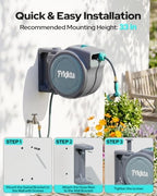 Retractable Garden Hose Reel 1/2''65 FT Wall Mount, Auto Rewind - Image 3