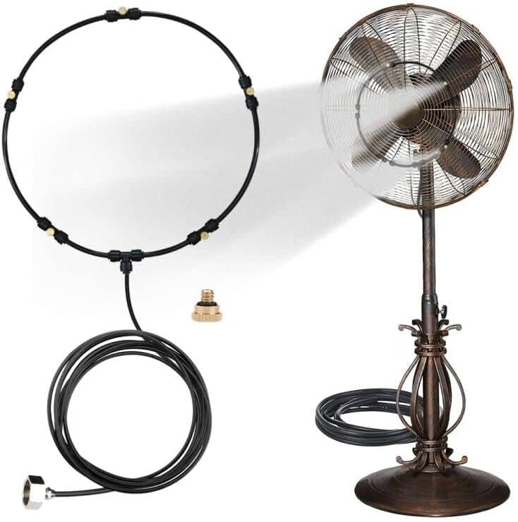 Outdoor Misting Fan Kit for a Cool Patio Breeze,Water Mister Spray for Cooling Outdoor,32FT (10M) Misting Line + 5 Brass Mist Nozzles + a Brass Adapter(3/4) Fit to Any Outdoor Fan - Image 2