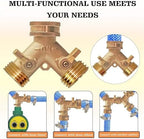 Garden Hose Splitter 3/4 Inch 2 Way Brass Garden Hose Splitter Y-Type Tap Watering Connector Distributor for Outdoor Faucet - Image 4
