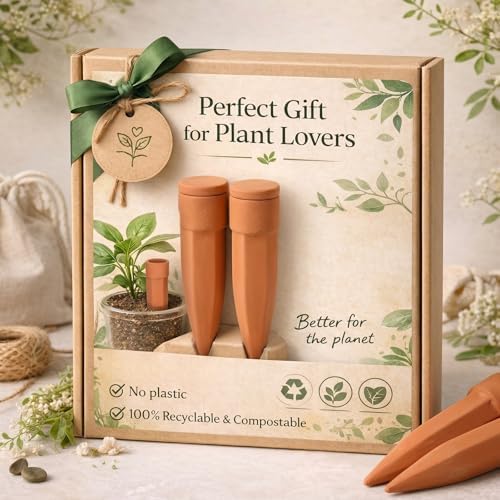 Honeydak 6pcs Small Terracotta Watering Spike with Lid 5'' Garden Vacation - Image 6